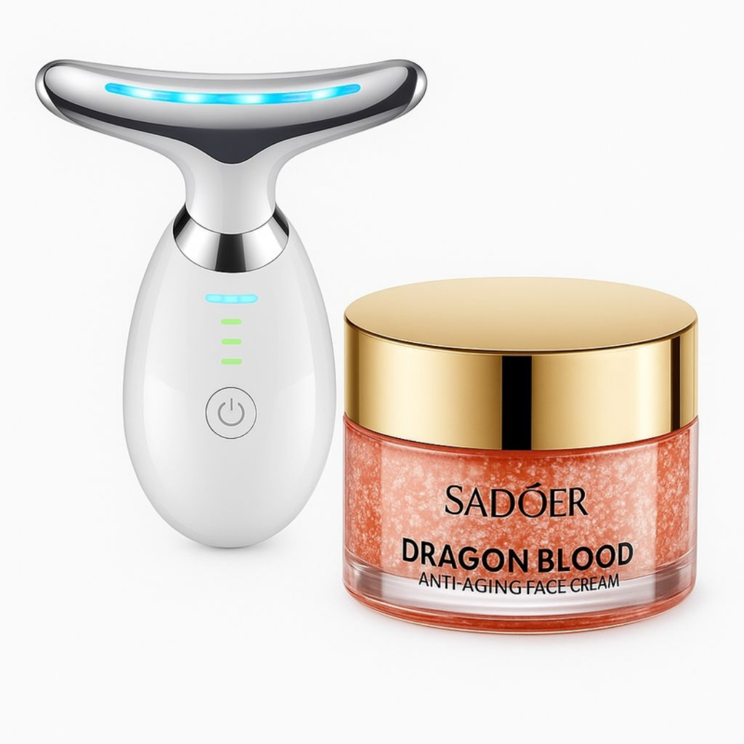 Masajeador facial lifting +Crema facial antiedad - Dispositivo Facial de Limpieza con 3 Luces LED