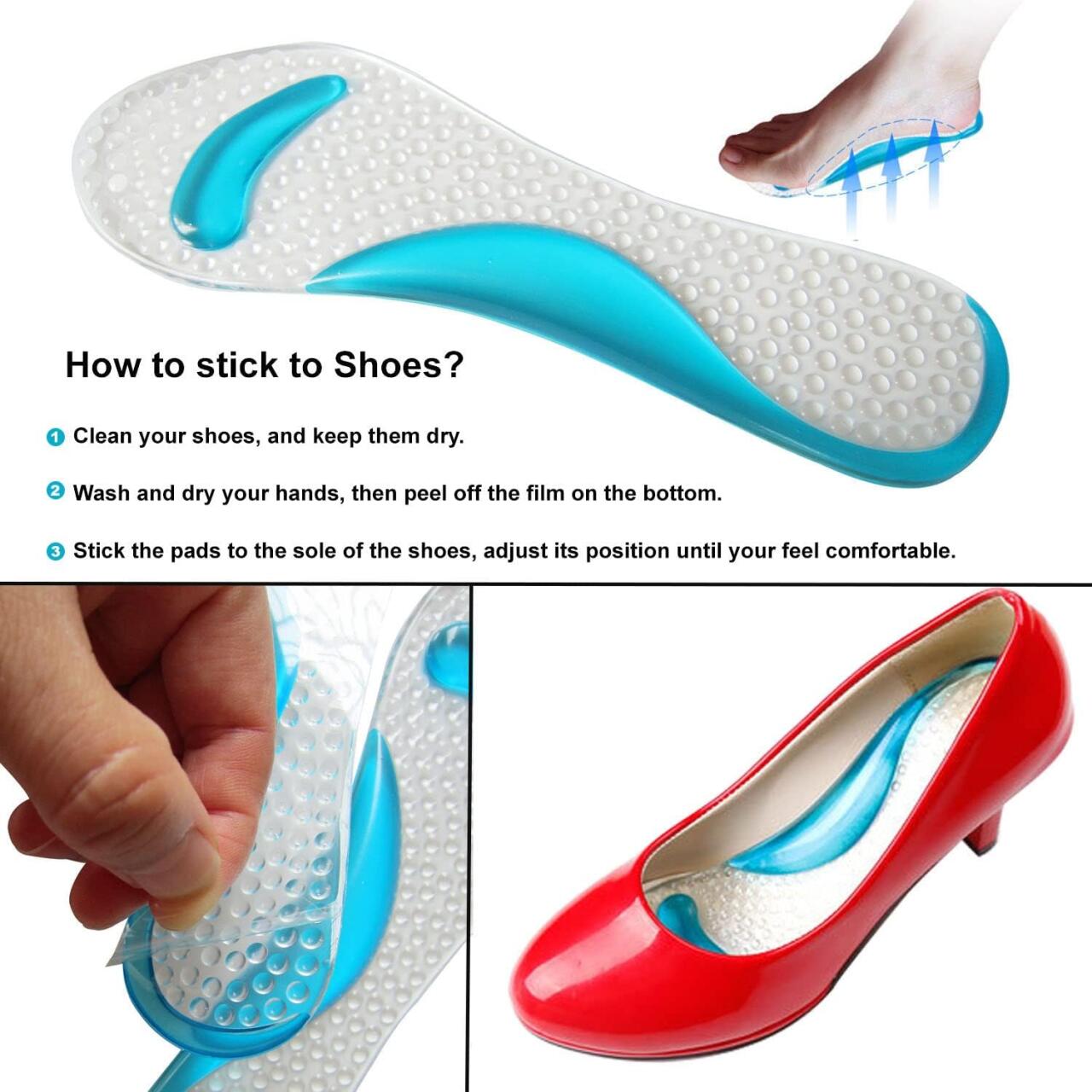 Plantillas de Masaje Nitouy Gel Pads Arch Metatarsal Support para Tacones Altos Sandalia