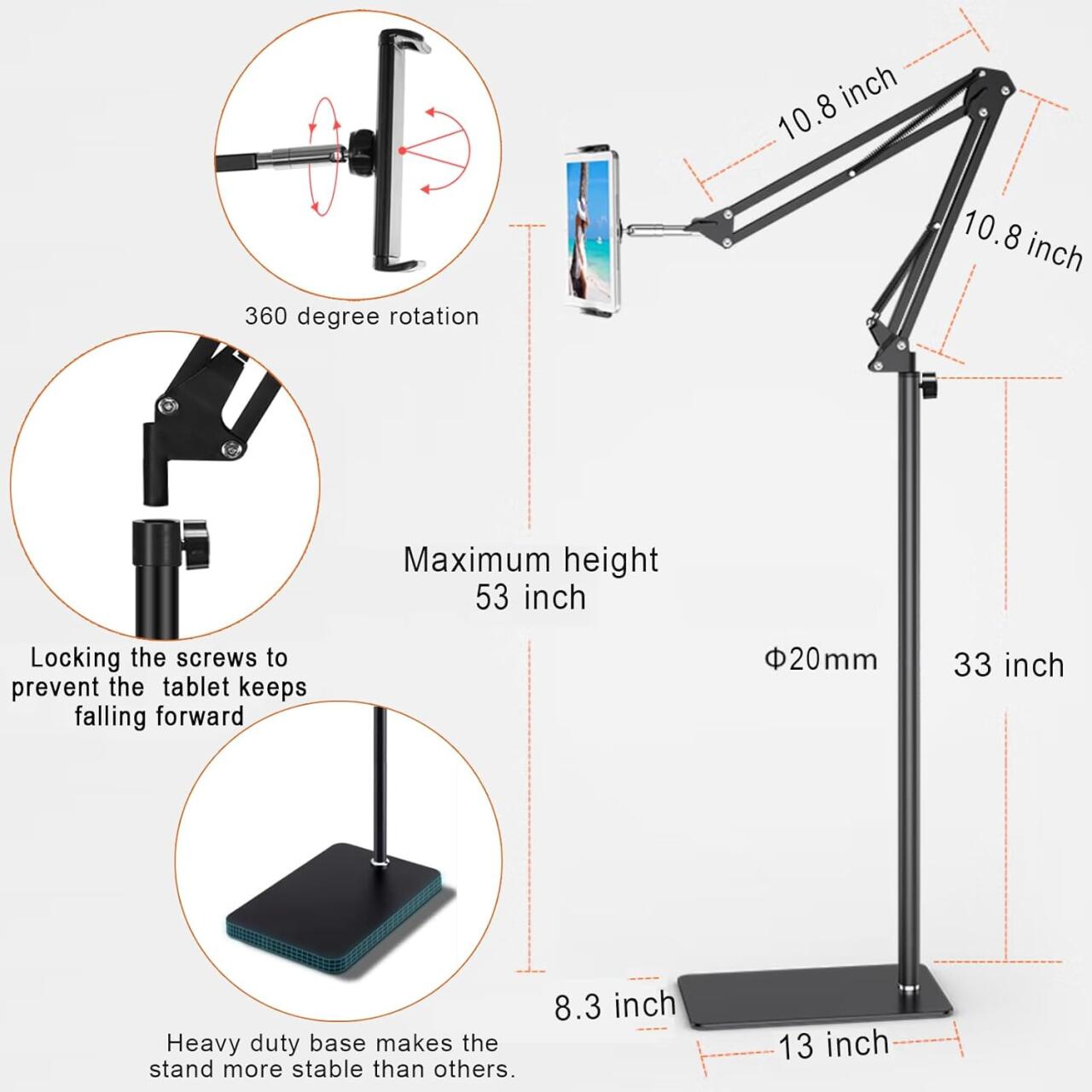 FlexiStand Pro – Soporte de Suelo Ajustable para Tablets y Smartphones