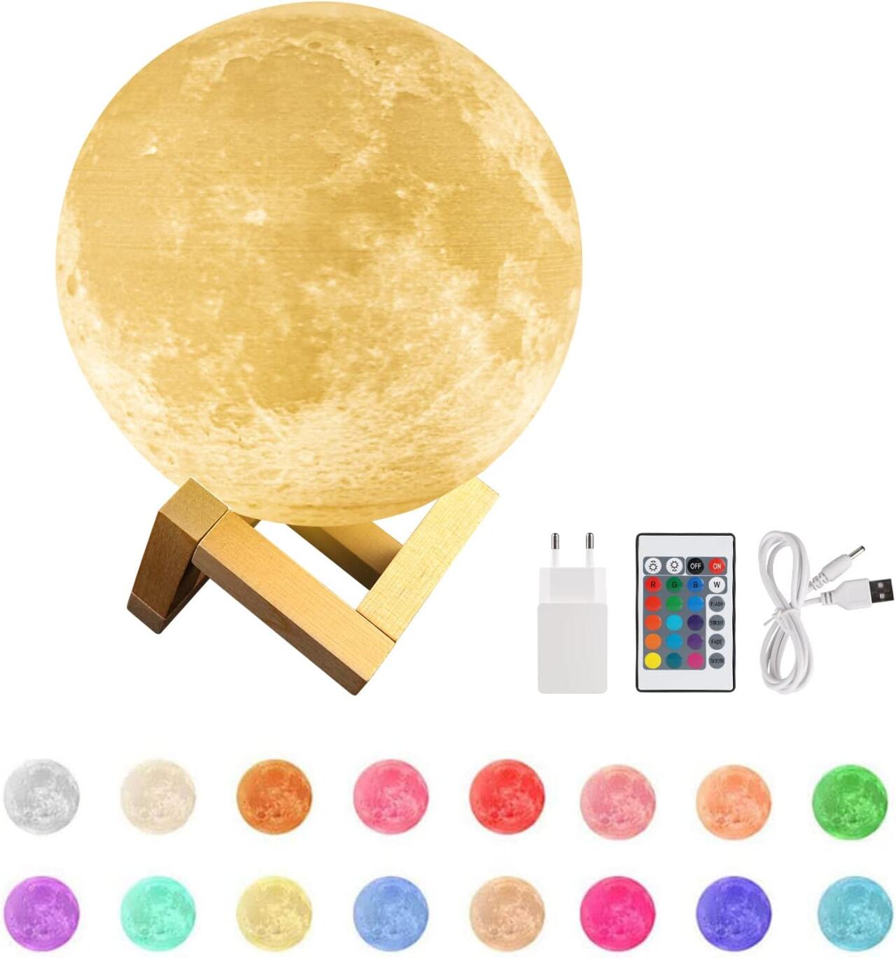 MoonLight 3D – Lámpara Luna Cromoterapéutica con 16 Colores