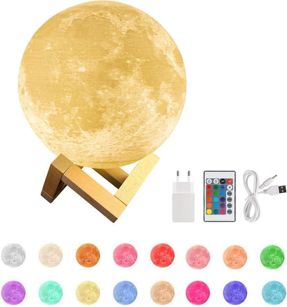 MoonLight 3D – Lámpara Luna Cromoterapéutica con 16 Colores